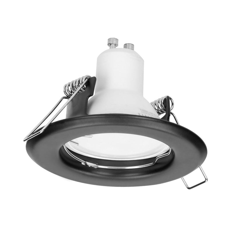 Support Spot GU10/MR16 Encastrable Rond Acier Noir - Silamp France