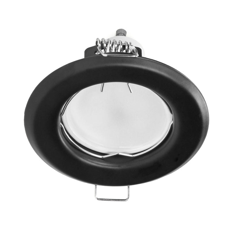 Support Spot GU10/MR16 Encastrable Rond Acier Noir - Silamp France