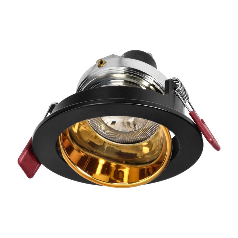 Support Spot GU10/MR16 Encastrable Rond Orientable Aluminium Noir et Or - Silamp France