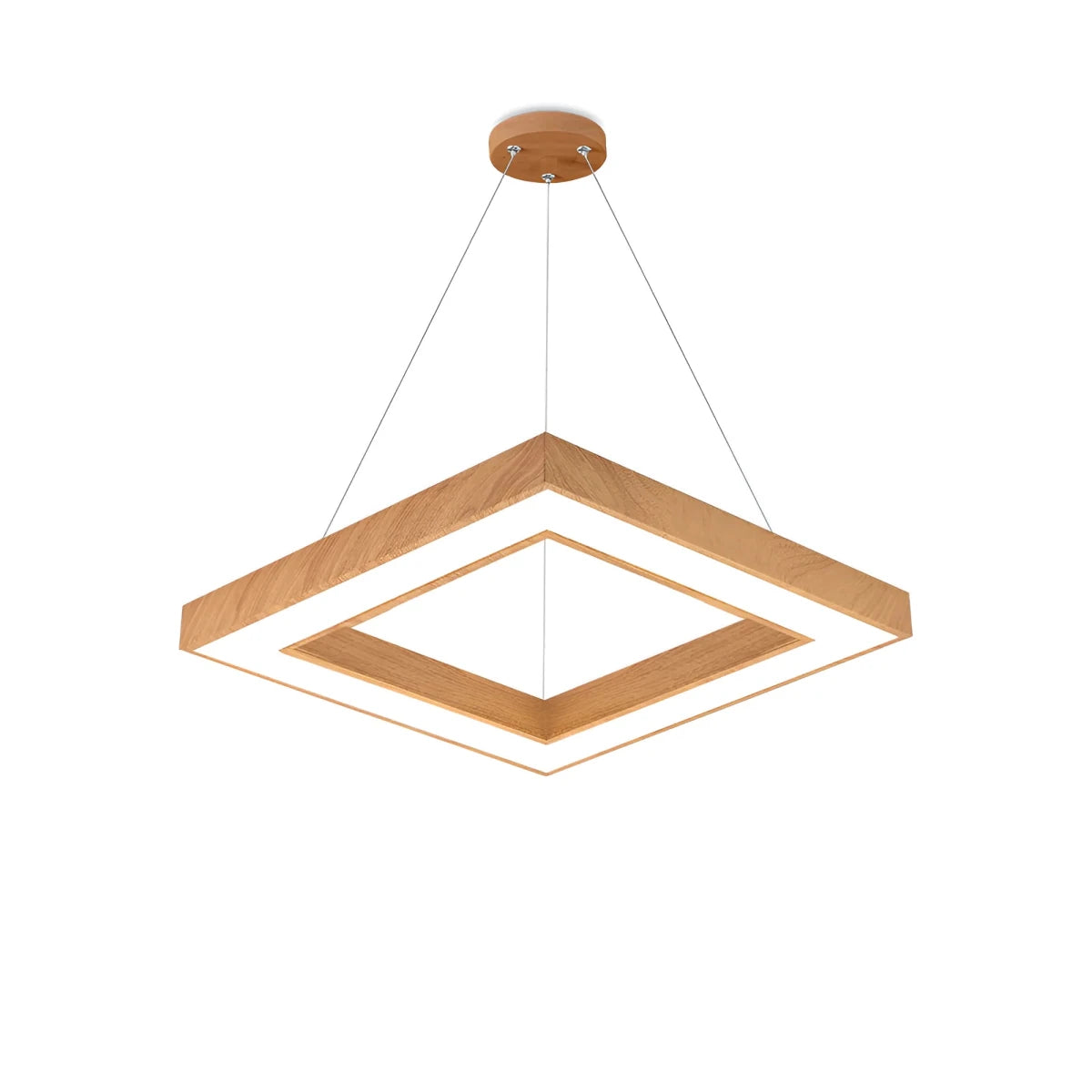 Suspension LED Carrée 45W Effet Bois avec Télécommande - Silamp France