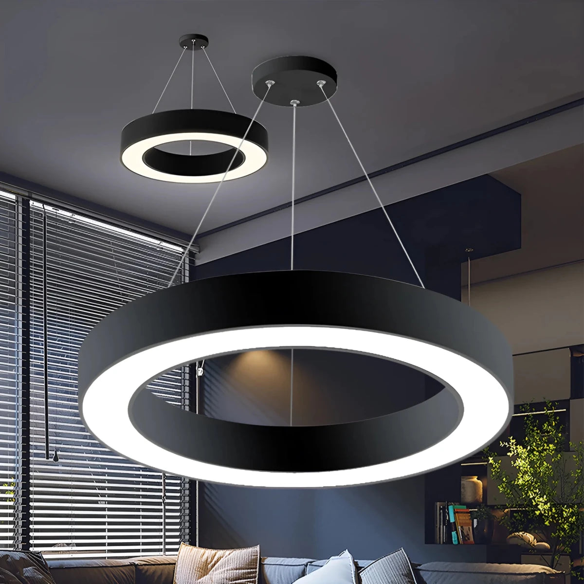 Suspension LED Ronde 45W Noir avec Télécommande - Silamp France