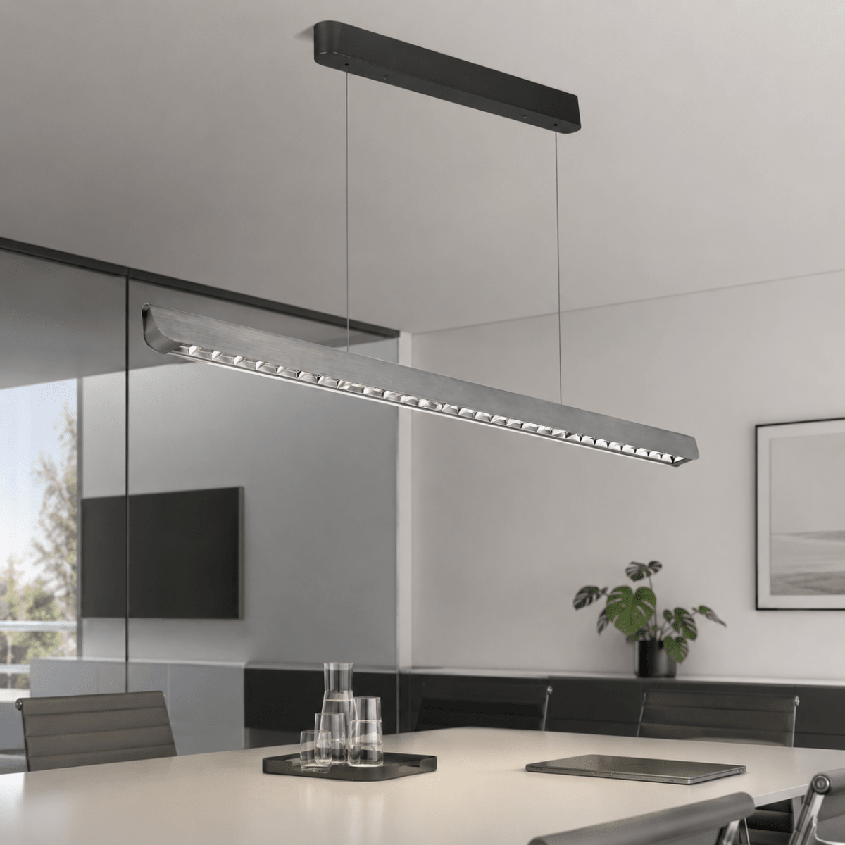 Suspension Linéaire LED 36W CCT Faisceau Concentré 60° Gris Mat 120cm - Silamp France
