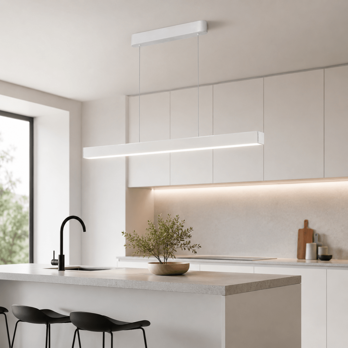 Suspension Linéaire LED 40W CCT Éclairage Haut et Bas Blanc 120cm - Silamp France