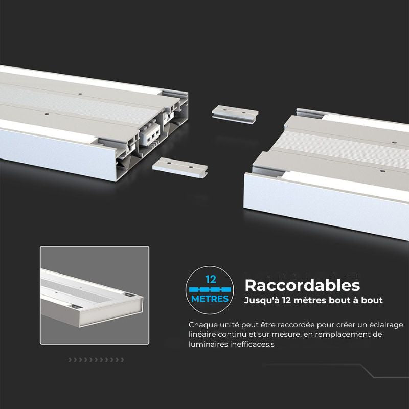 Suspension Linéaire LED 60W Blanc 120cm Dimmable Interconnectable - Silamp France