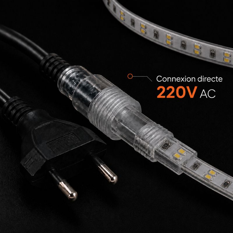 Ruban LED Tunnel 25M 2835 220V AC 9W/m IP65 120 LED/m - Raccordable 250M