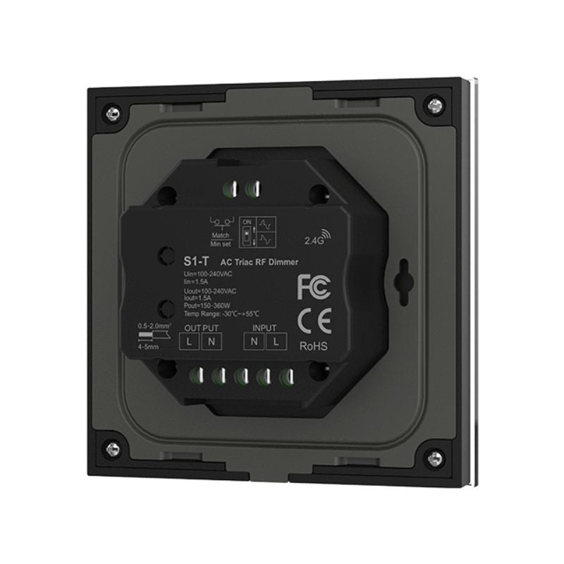 Variateur LED Tactile Monocouleur 220V AC 360W TRIAC - Noir - Silamp France