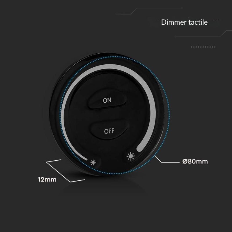 Variateur Led Tactile Rond Noir Monochrome - Silamp France
