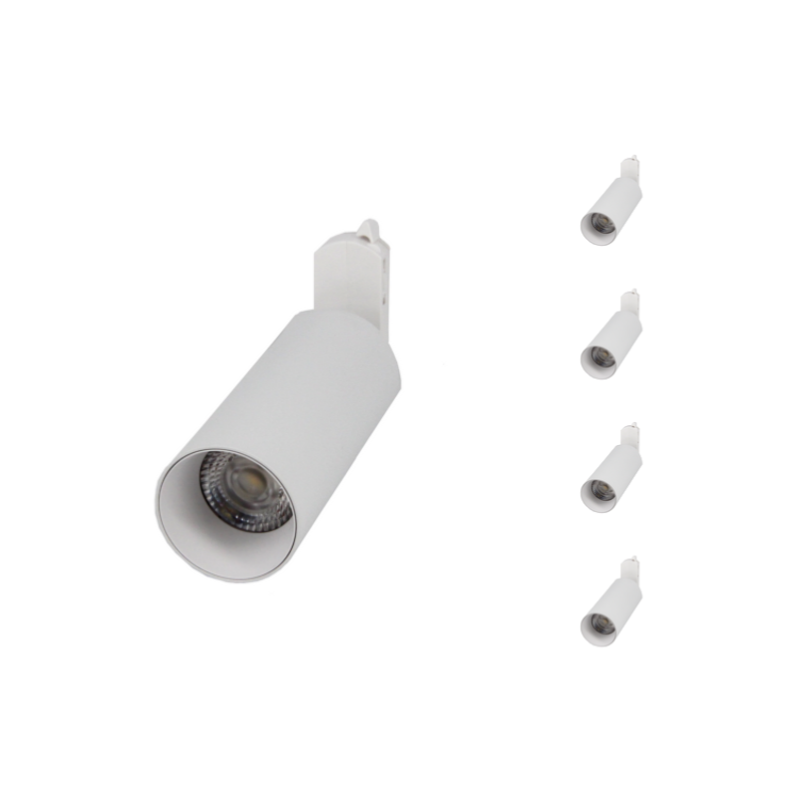 Spot LED sur Rail 18W 38° Monophasé BLANC (Pack de 5)