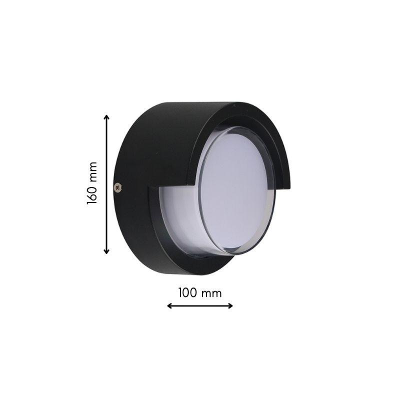 Applique Murale LED 15W Noire Ronde IP65 avec Cache