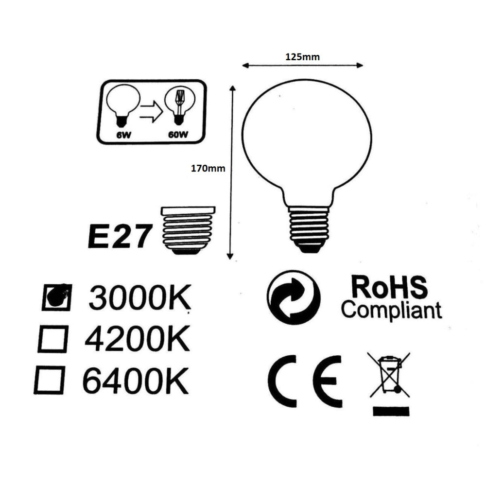 Ampoule LED E27 6W 220V COB LED G125