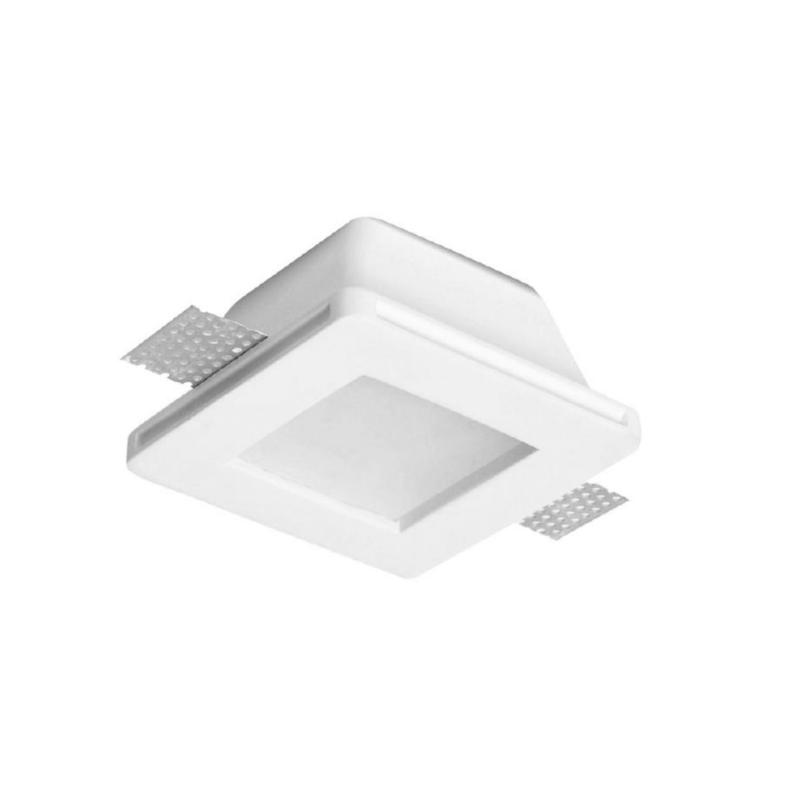 Support Spot GU10 LED Carré Blanc Ø120mm + vitre opaque