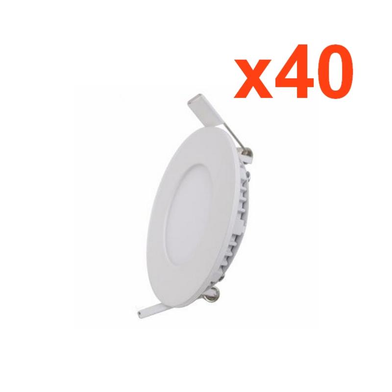 Spot LED Extra Plat Rond 6W Blanc (Pack de 40)