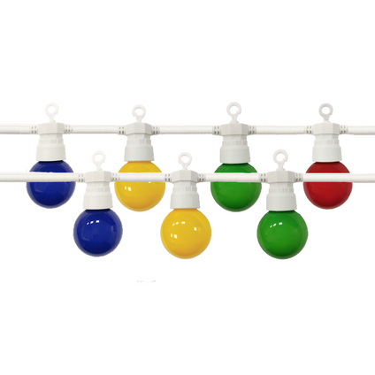 Guirlande Guinguette LED 8M 10pcs 3W IP65 Multicolore - Câble Blanc