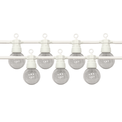 Guirlande Guinguette LED 13M 20pcs 6W IP65 Blanc Chaud - Câble Blanc