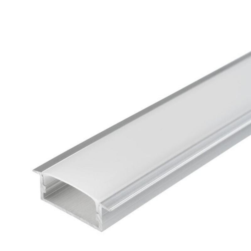 Profilé Aluminium Large Encastrable 2m pour Ruban LED - Cache Opaque Blanc