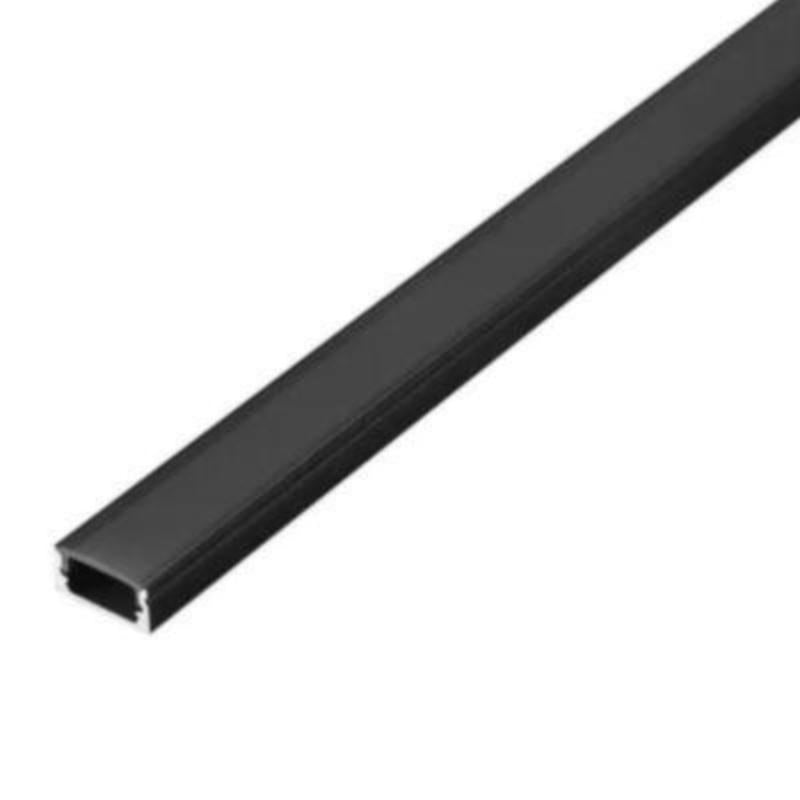 Profilé Aluminium Noir Large 2m avec Cache Opaque Noir