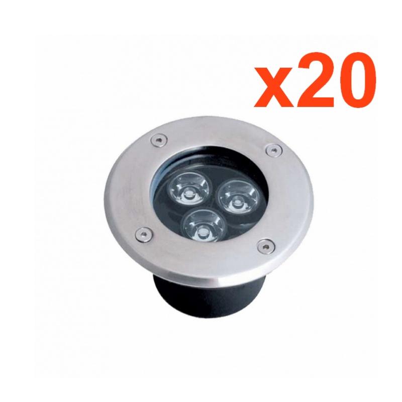 Spot LED Encastrable Extérieur IP65 220V Sol 3W 80° (Pack de 20)