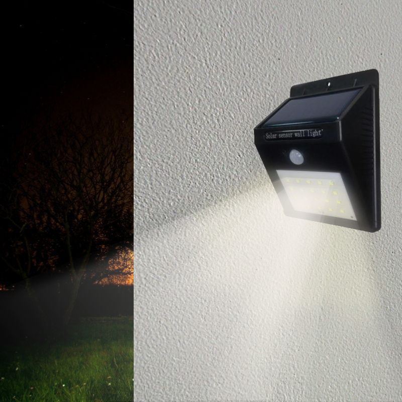 Applique Murale Solaire LED Noire 0.75W IP54 avec Détecteur de Mouvement