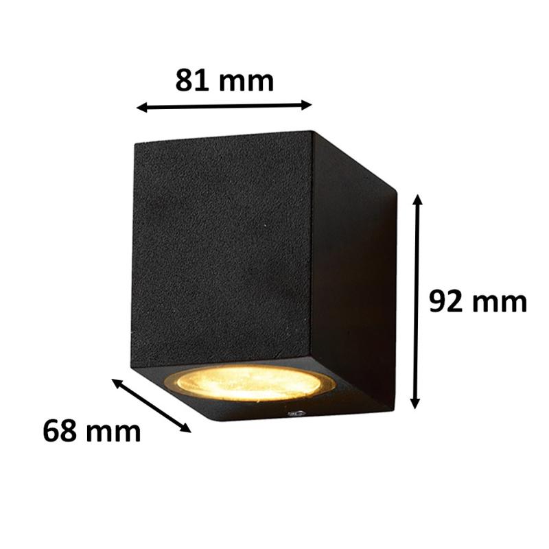 Applique Murale Noire LED Rectangulaire IP44 pour ampoules GU10