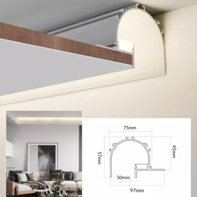 Profilé Aluminium Blanc 2m arrondi pour Ruban LED simple pour Faux-Plafond