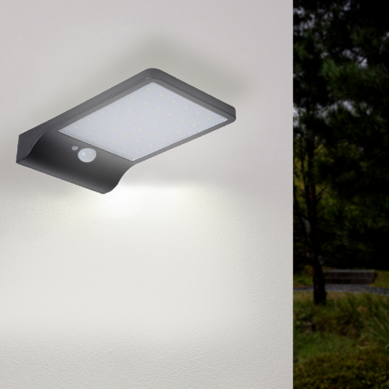 Applique Murale Solaire LED Noire 2.5W avec Détecteur de Mouvement
