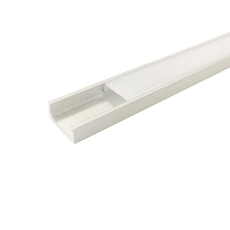 Profilé Aluminium 1m pour Ruban LED avec Couvercle Blanc Opaque