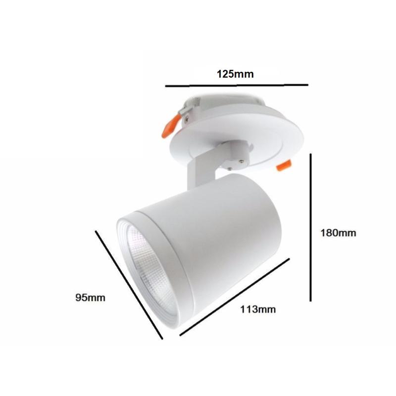 Spot LED Encastrable COB Orientable Multi-Angle 30W Ø95mm