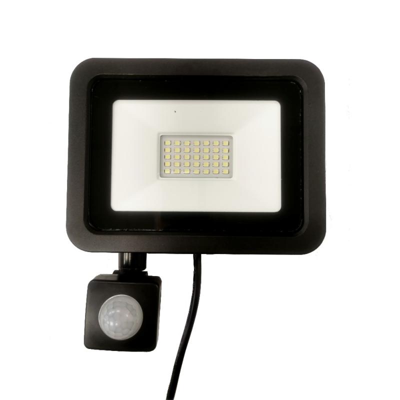 Projecteur LED 30W Détecteur de Mouvement Crépusculaire Extra Plat IP65 NOIR