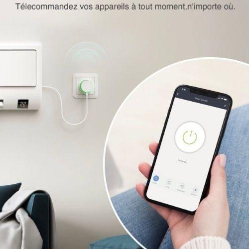 Prise Connectée Intelligente WiFi 2.4GHz 10A Blanche (Lot de 2)