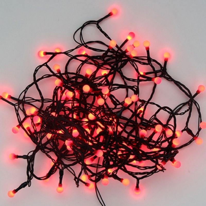 Guirlande LED 220V 10M IP44 100 Boules - Rouge (+transfo)