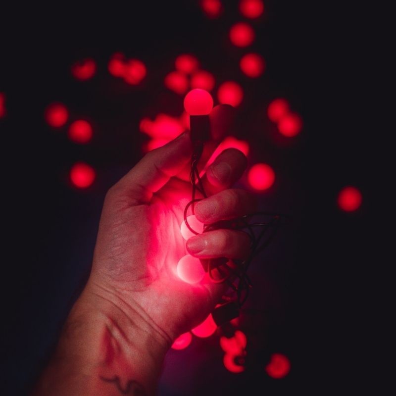 Guirlande LED 220V 10M IP44 100 Boules - Rouge (+transfo)