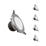 Spot LED Encastrable 6W Rond ARGENT lumière variable - 3000K/4000K/6500K (Pack de 5)