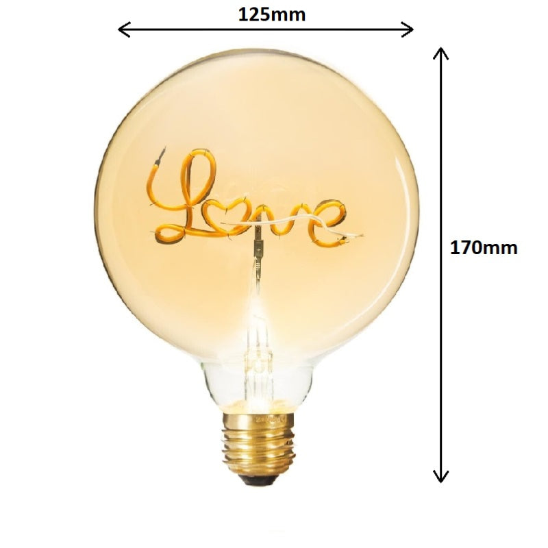 Ampoule LED E27 Filament 2W Globe "Love"