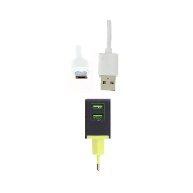 Adaptateur Secteur Universel 2 Ports USB 2.4A + Câble Micro USB