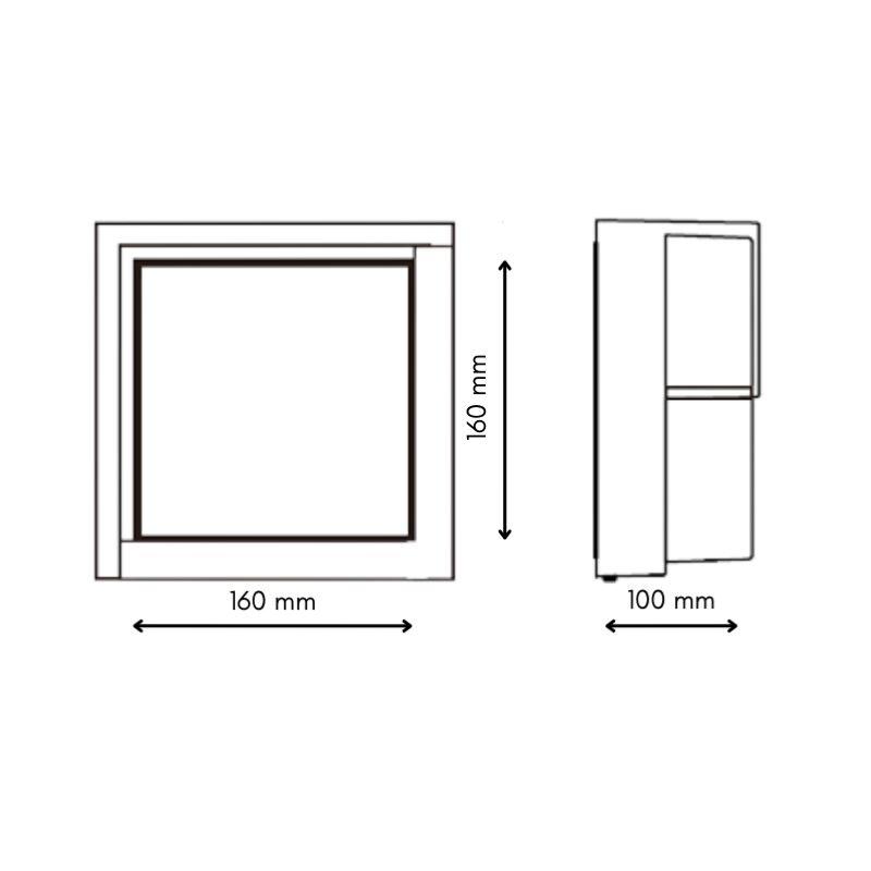 Applique Murale LED 15W Noire Carrée IP65 avec cache