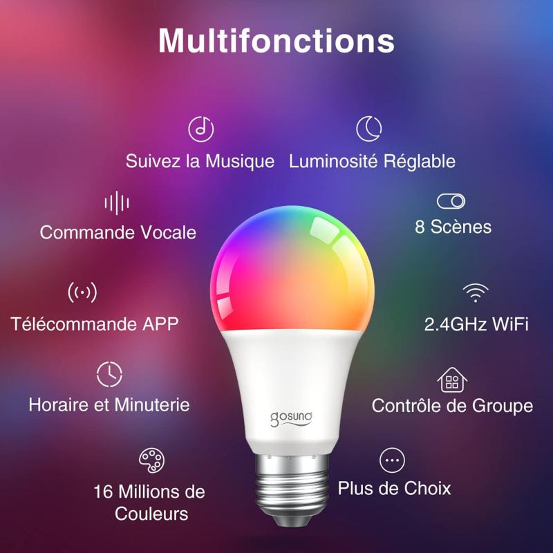 Ampoule LED Connectée B22 8W WiFi RGBW