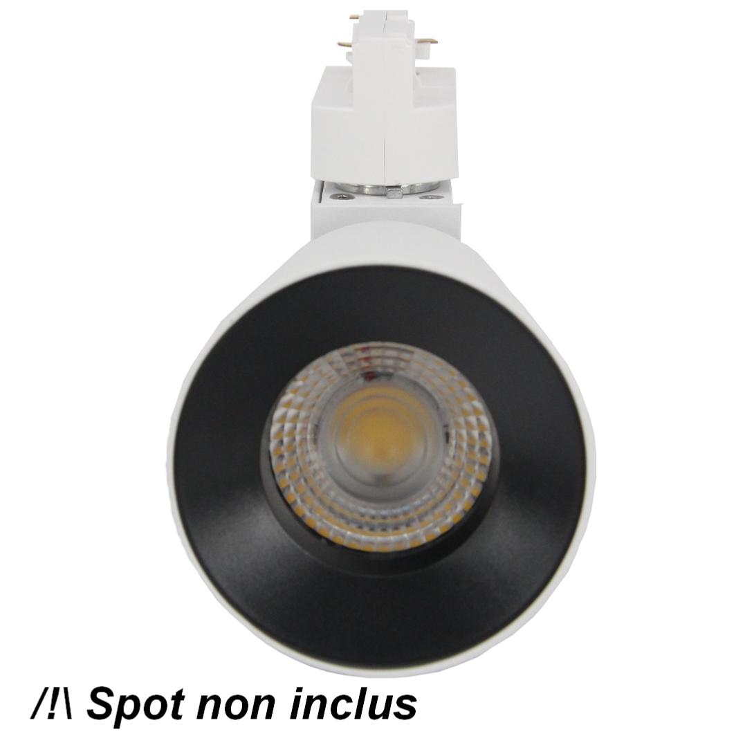 Cadre à Spot NOIR pour Spot LED sur rail 12W 38° Monophasé Dimmable