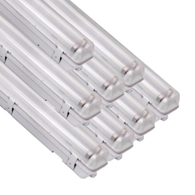 Réglette LED étanche double pour Tubes LED T8 120cm IP65 (boitier vide) - Pack de 8