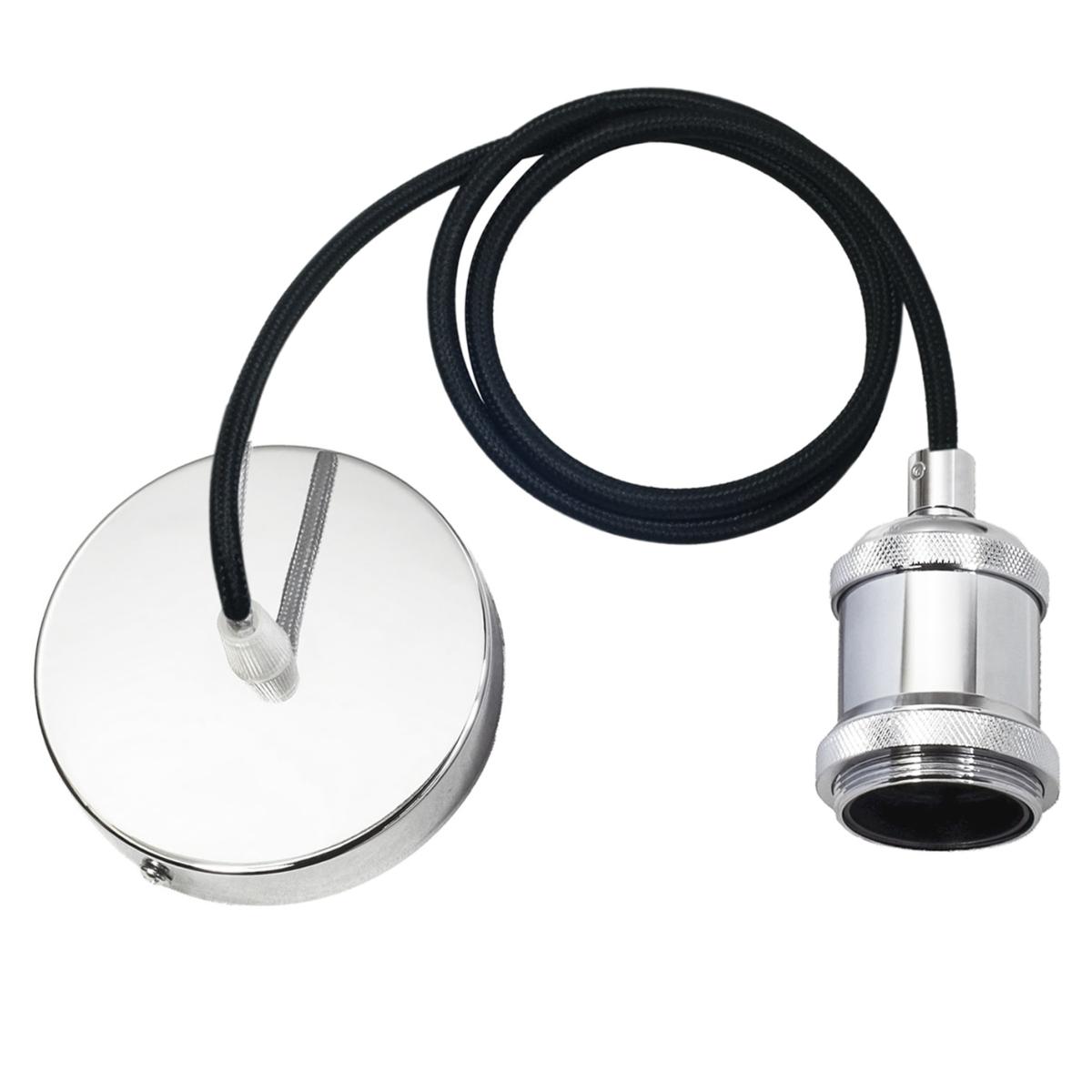 Suspension luminaire Ampoule E27 Argent Chromé Cloche