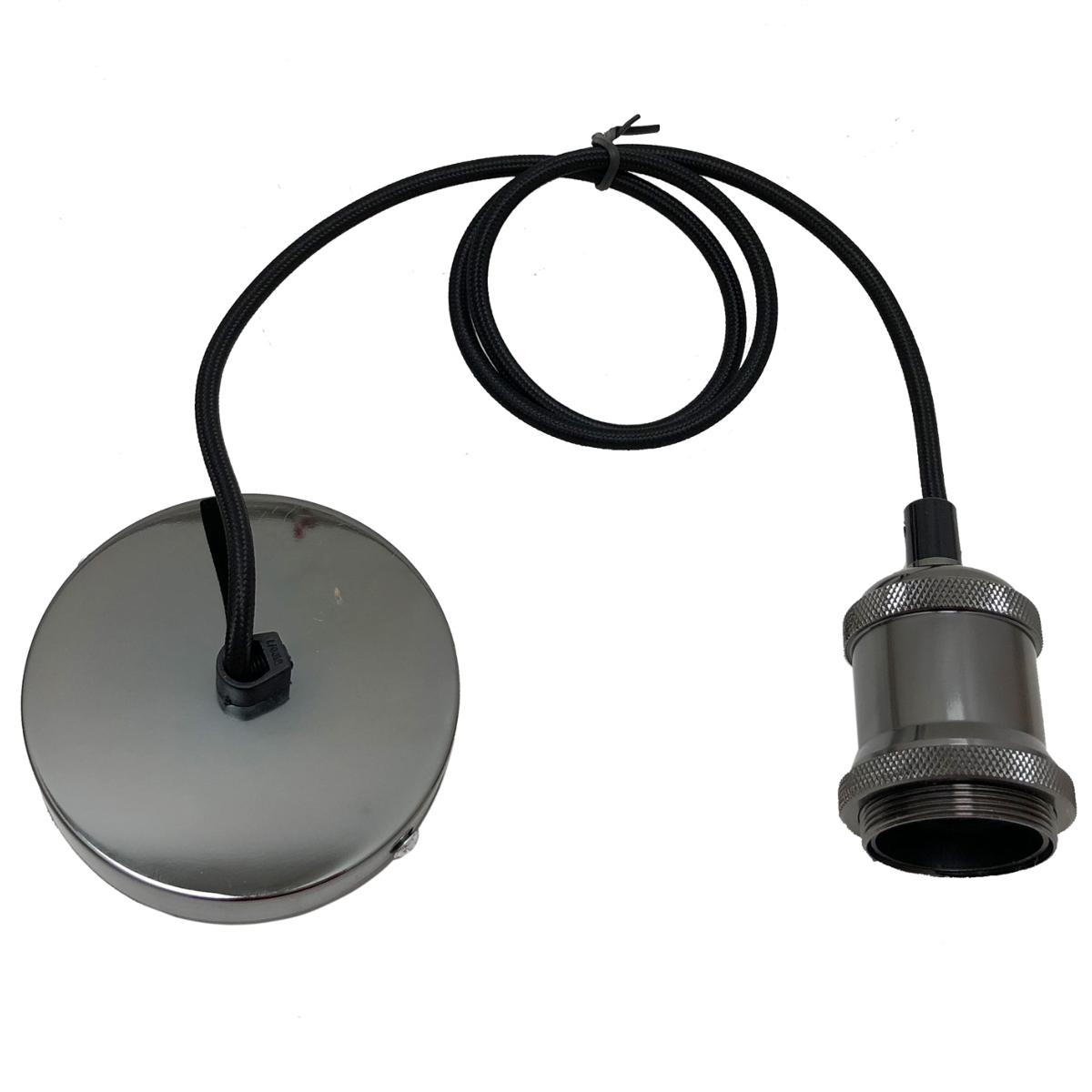 Suspension Ampoule E27 Noir Métallique Cloche