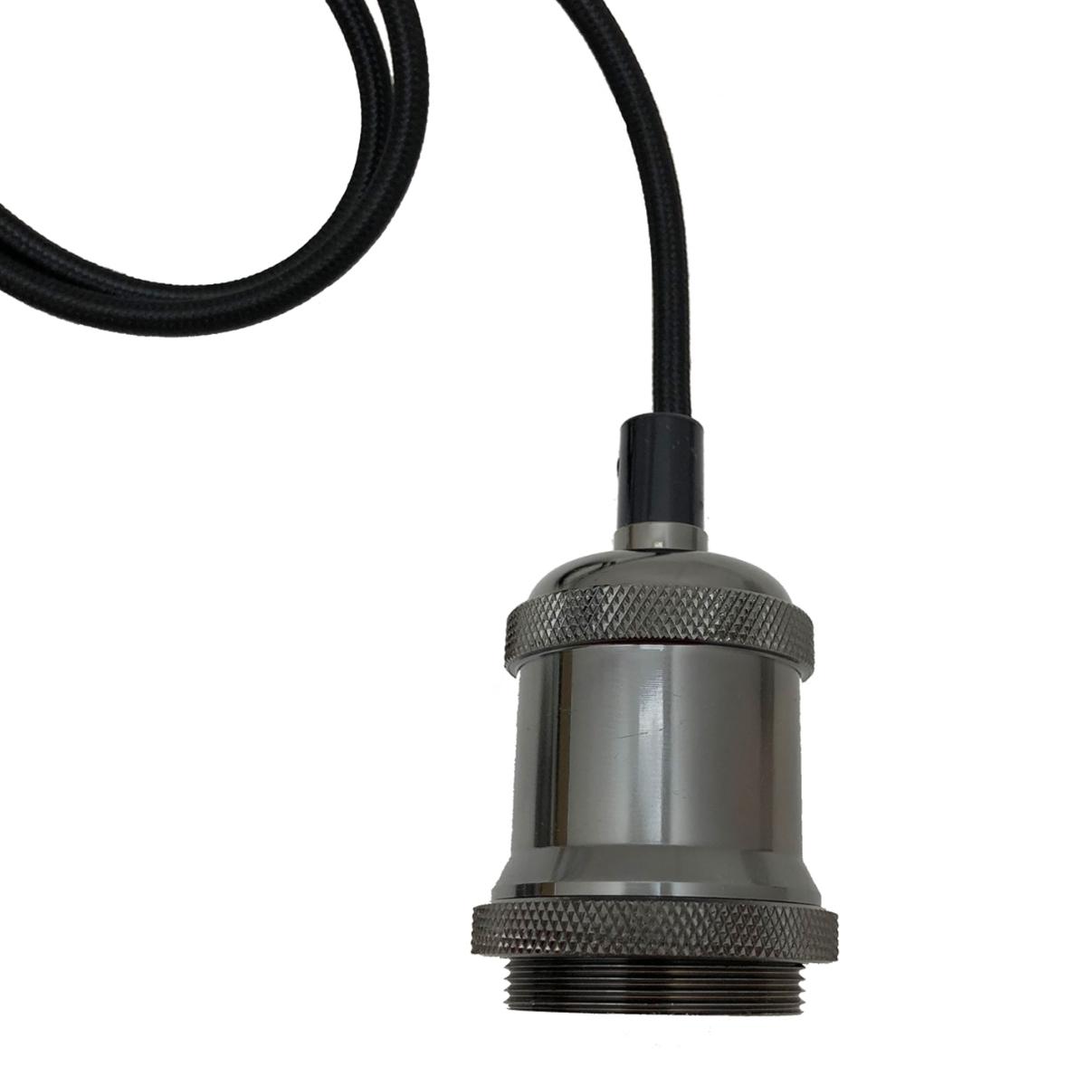 Suspension Ampoule E27 Noir Métallique Cloche