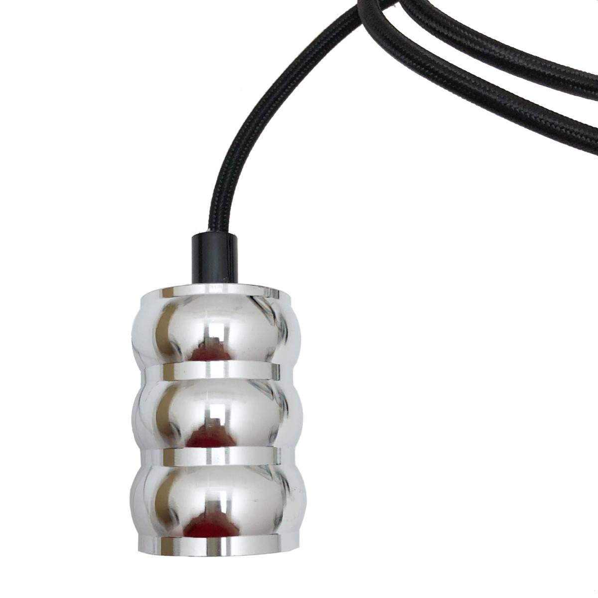 Suspension luminaire Ampoule E27 Argent Chromé Cylindrique