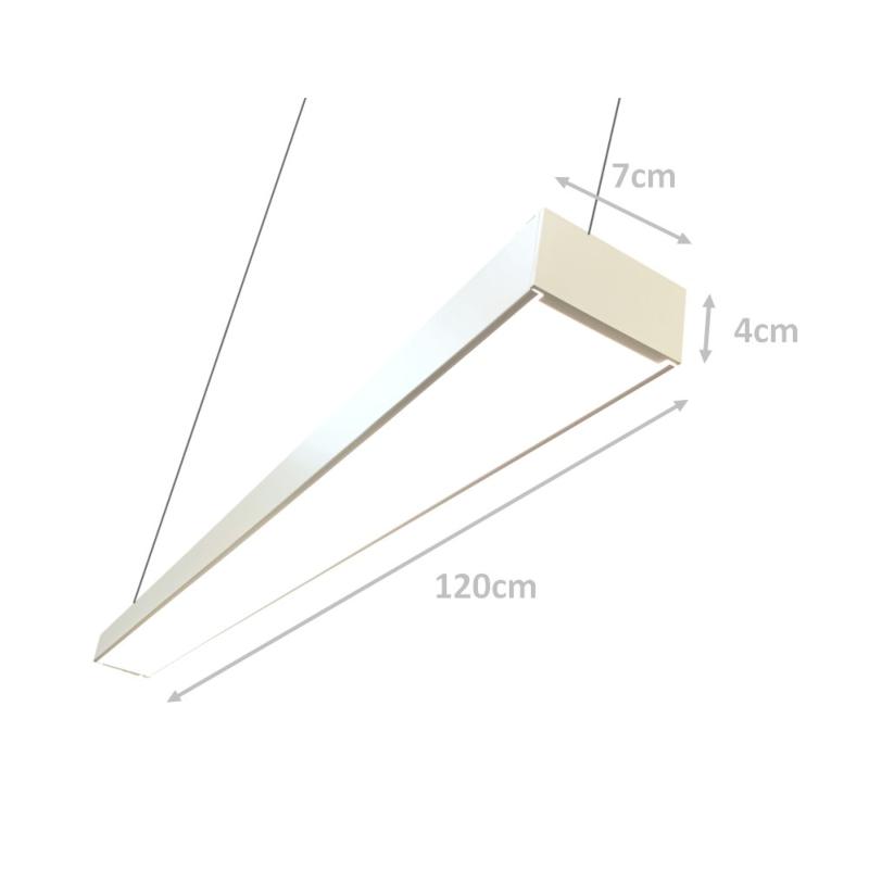 Réglette LED 120cmx7cm 38W Suspendue BLANC