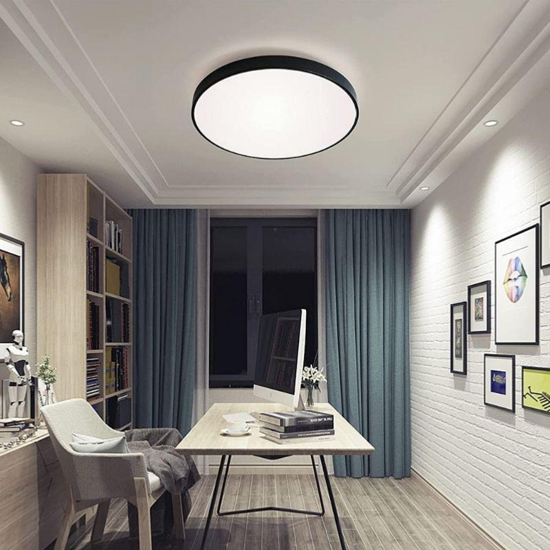 Plafonnier LED ovale en bois, 54W Dimmable Salon Lampe Luminaire