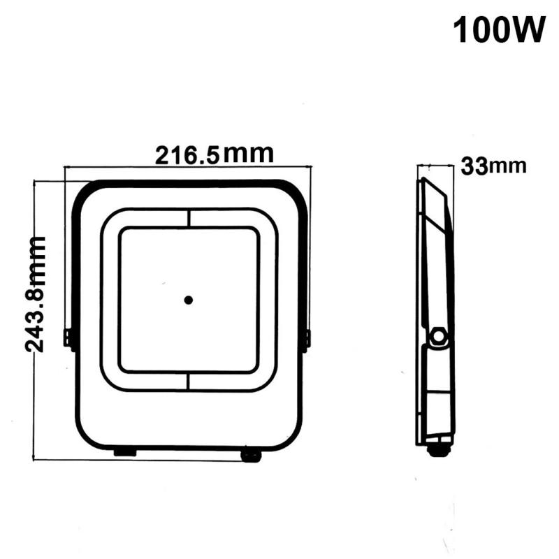 Projecteur Extérieur LED 100W IP65 Noir