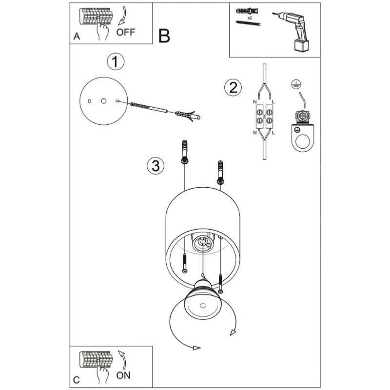 Plafonnier Noir pour Ampoule GU10