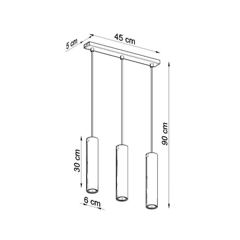 Suspension 3 Lampes Blanc pour Ampoules GU10