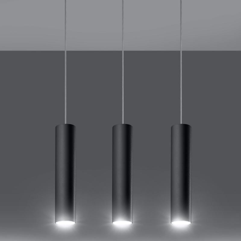 Suspension 3 Lampes Noir pour Ampoules GU10