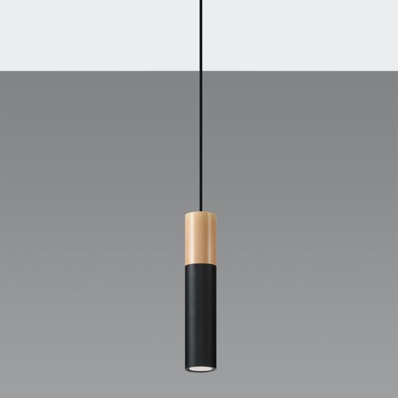Suspension Lampe Bois Noir pour Ampoule GU10