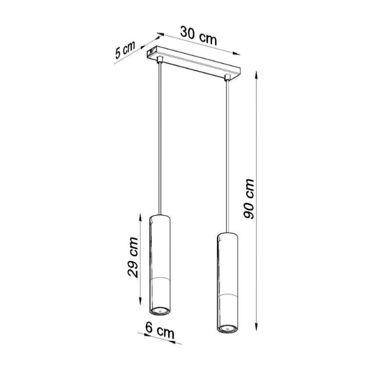 Suspension 2 Lampes Noir Or pour Ampoules GU10